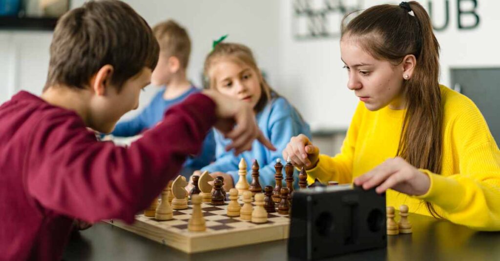 middle school students finding connection through playing chess