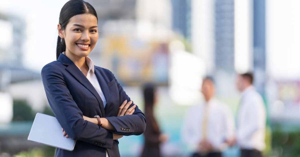 a happy young professional woman